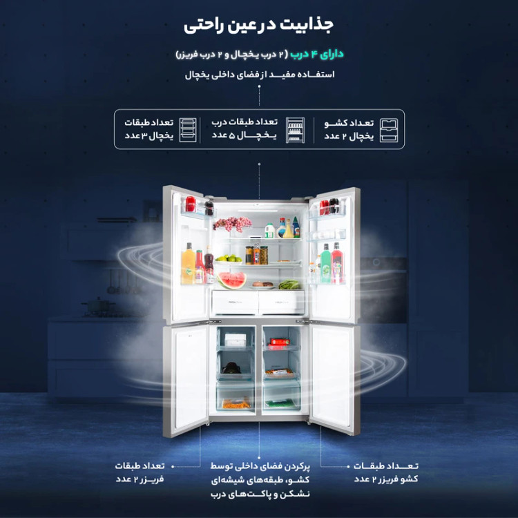 یخچال فریزر ساید بای ساید پاکشوما مدل 4D RDP 530