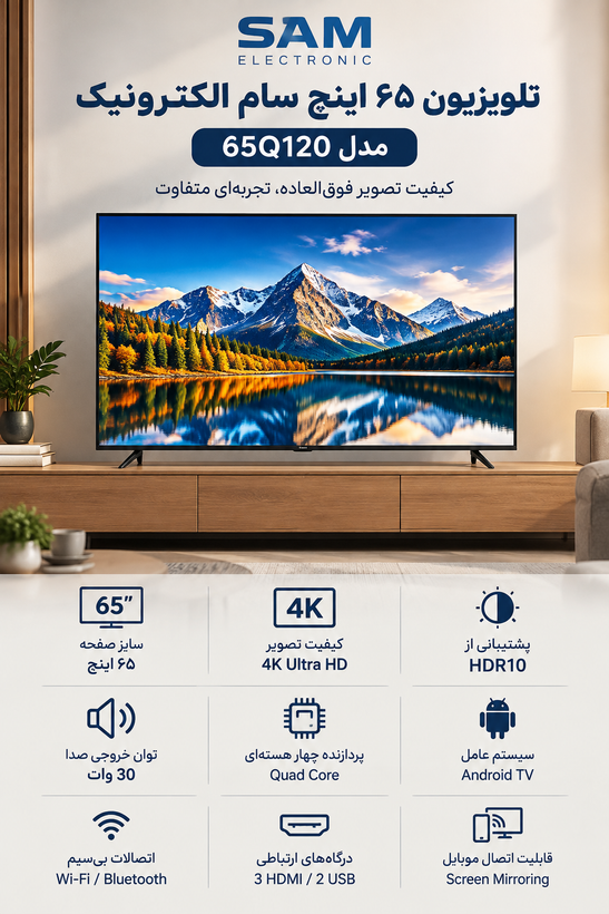 تلویزیون سام الکترونیک مدل 65Q120 سایز ۶۵ اینچ